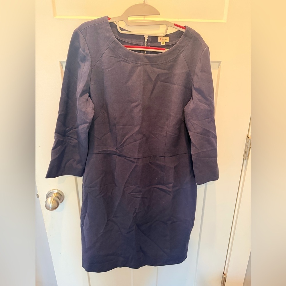 Cremieux Navy Blue Sheath Dress Women’s Size 12 Zip Back Career Work